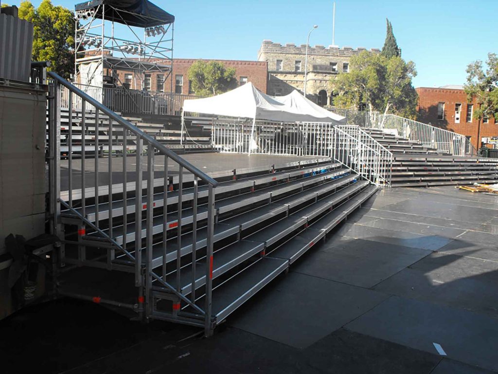 Layher EV 104 stage decks used on the Festival Gardens event