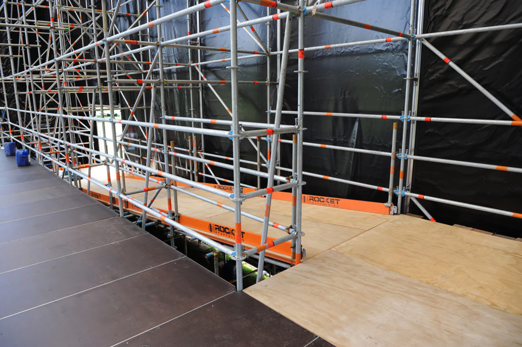 Rocket Scaffolding completed the stage floor in two and a half hours